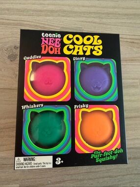 NEE DOH Cool Cats Squishy Set - Pink, Purple, Green, Orange